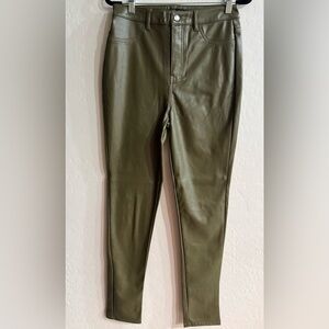 Shinestar Olive Faux Leather Skinny Pants